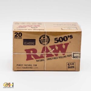 RAW NATURAL PAPERS 1 1/4 500 BLOC BOX/20 CT