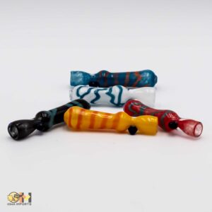 Straight Glass Hand pipe w/lining & dot