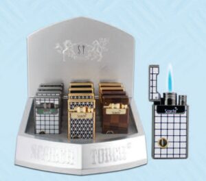 61850-1/Scorch Torch/2.75" Single Torch Metal Lighter w/ Flip cap and Dual Regular and Torch Flame/Assorted Designs & Colors