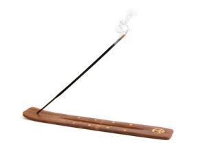 Wooden Incense Holder for Sticks with Inlays of Brass PEACE 10 inches Long [ 12pcs/box ]