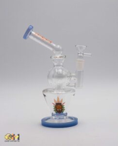 DOUBLE VASE BUBBLER WITH BENT MOUTHPIECE SLIME BLUE-ST003