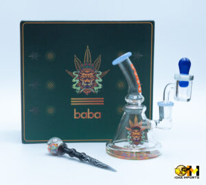 YX004-B6 7"Baba Glass Color Accented Dab Rig Bent Neck Bangers Cap