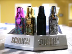 61840 - Scorch Torch Single Torch "Smile Face" Lighter with slide down Ignition Button 12ct/Display