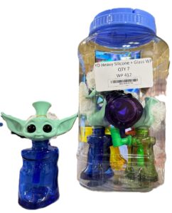 WP412- YD Heavy Silicon + Glass Water Pipe 7ct/Jar