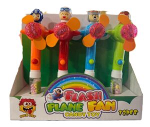Sour City Flash Plane Fan W/Light Candy Toy 12CT/Display