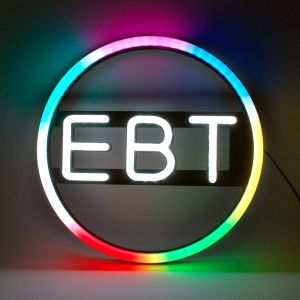 PREMIUM NEON SIGN WITH REMOTE CONTROL, EBT, 1 SET, 16 X 16 IN