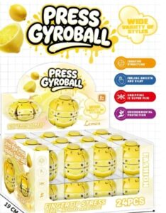 LEMON SHAPE PRESS GYROBALL FINGERTIP STRESS RELIEF-INFINITE CREATIVITY! 24CT/ DISPLAY