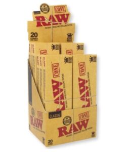 RAW CLASSIC 20 CONES PER PACK 12CT DISPLAY (KING SIZE)