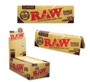 RAW CLASSIC SINGLE WIDE CUT CORNER PAPER 50CT BOX