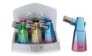 61903-1 /Scorch Torch/4.5" Single Flame Octagonal Cone Shape Torch Lighter w/ Lock, Assorted Colors/6ct